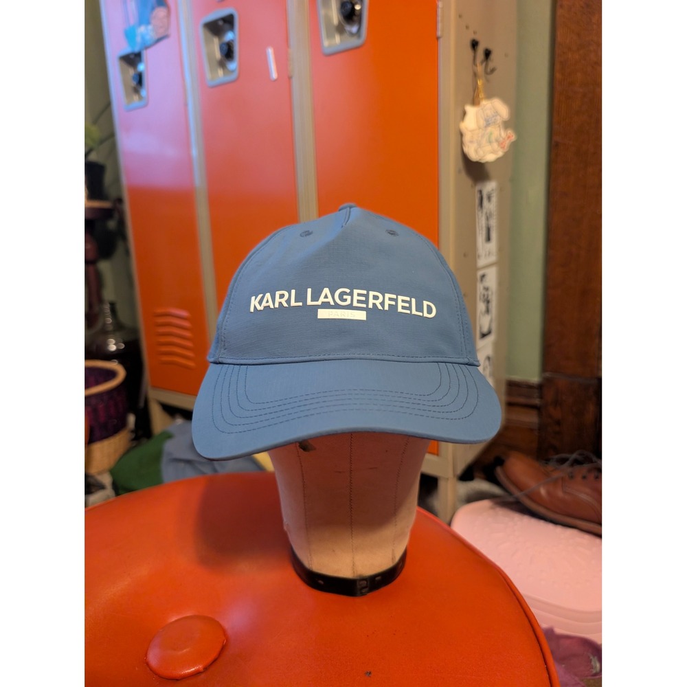 Karl Lagerfeld Paris Blue Logo Baseball Cap Adjustable Hat Designer Streetwear